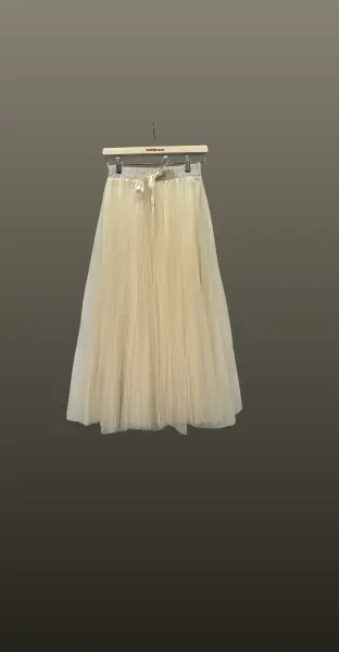 Fusta midi tulle- beige