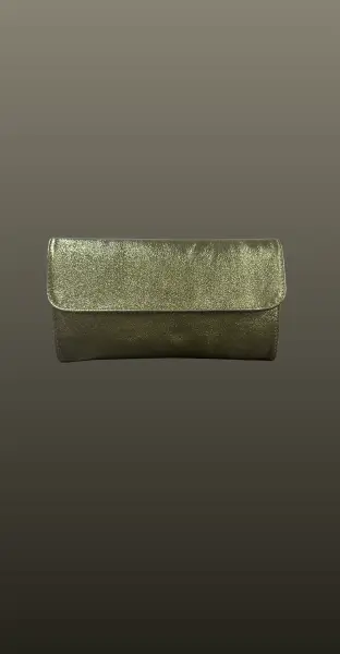 Geantă tip plic verde maslin metalizat
