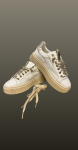 Sneakers albi- detalii aurii