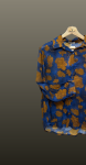 Camasa lana- imprimeu floral albastru