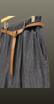 Pantalon larg din bumbac- albastru