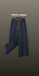 Pantalon larg din bumbac- albastru