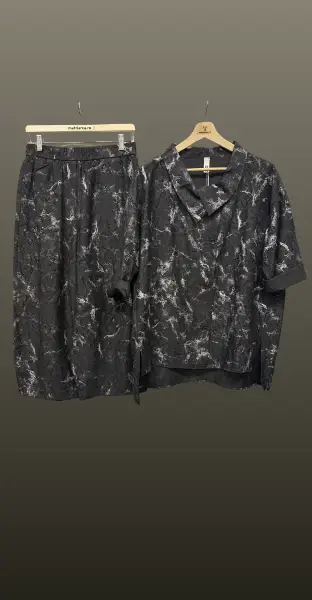 Cămașă oversized-negru si argintiu